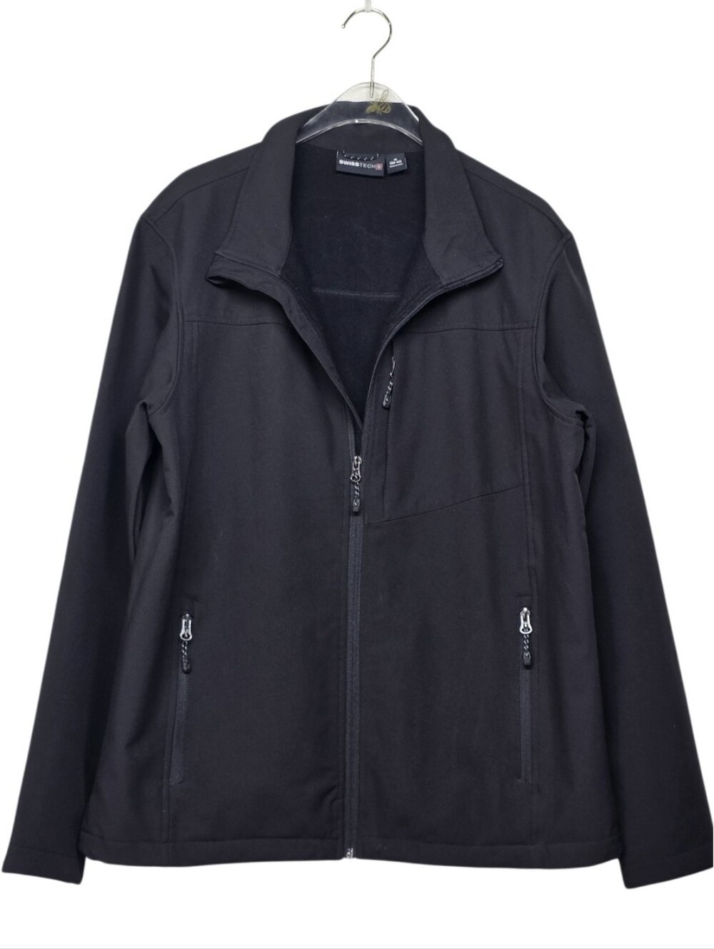 Swiss Tech Men's Black Lightweight Softshell Jacket Size Medium